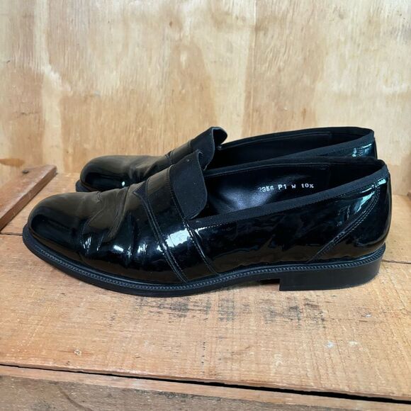 Stanley Blacker Men’s Tuxedo Leather Slip On Shoes Black Sz 10.5 - Picture 2 of 6